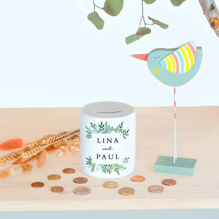 Die Kerzenwerkstatt – wholesale Money/piggy bank – Wedding piggy bank | eucalyptus | gift idea |