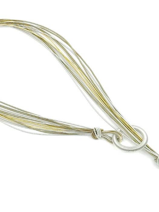L25 K - Multi P.W. Long Lariat Necklace Wtih Two Rings for wholesale by Sea Lily