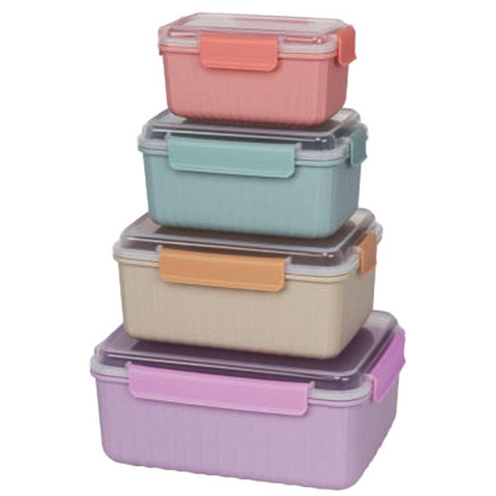 Lexi Home - Wholesale Food Storage Container - 8-Piece Ribbed Snap-Lock Plastic Food Storage Container Set