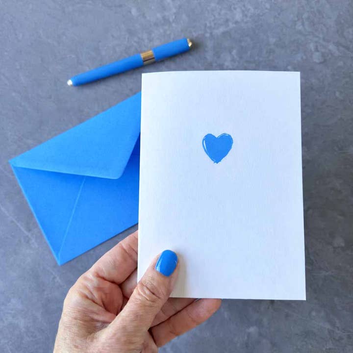 Blue Love Heart Greeting Card, Notecard, Blank Card for wholesale by Tall Order