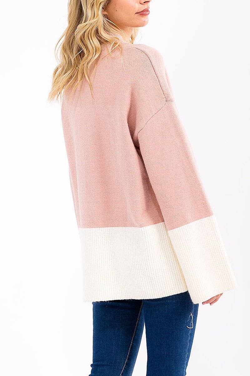 ROUSSEAU - Wholesale Knit Sweater - Women's - LONG SLEEVE COLORBLOCK PULLOVER SWEATER18