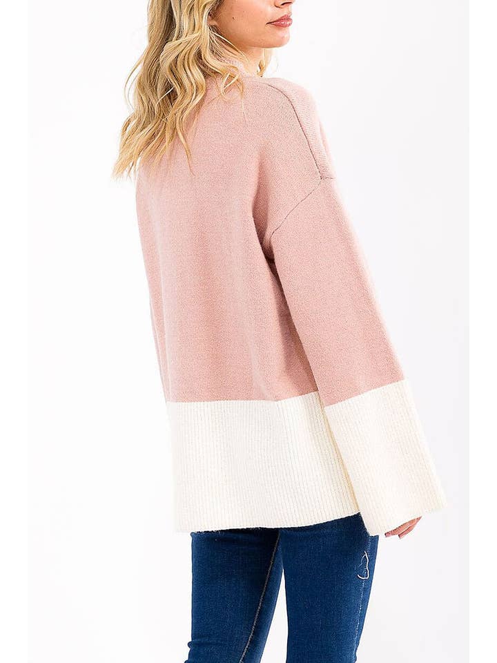 ROUSSEAU - Wholesale Knit Sweater - Women's - LONG SLEEVE COLORBLOCK PULLOVER SWEATER18