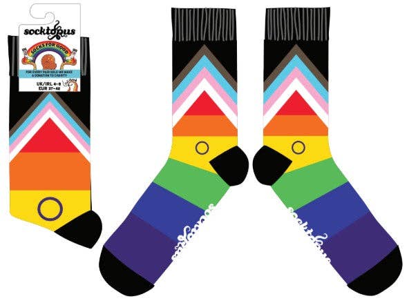 SCHWARZ LGBTQA+ Socken - Progress Pride für den Großhandel auf Faire4