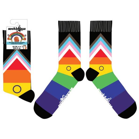 SCHWARZ LGBTQA+ Socken - Progress Pride für den Großhandel auf Faire4