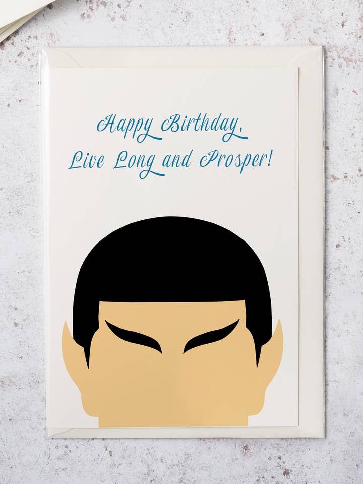 "Happy Birthday" Star Trek Spock greeting card for wholesale by The Arty Hand