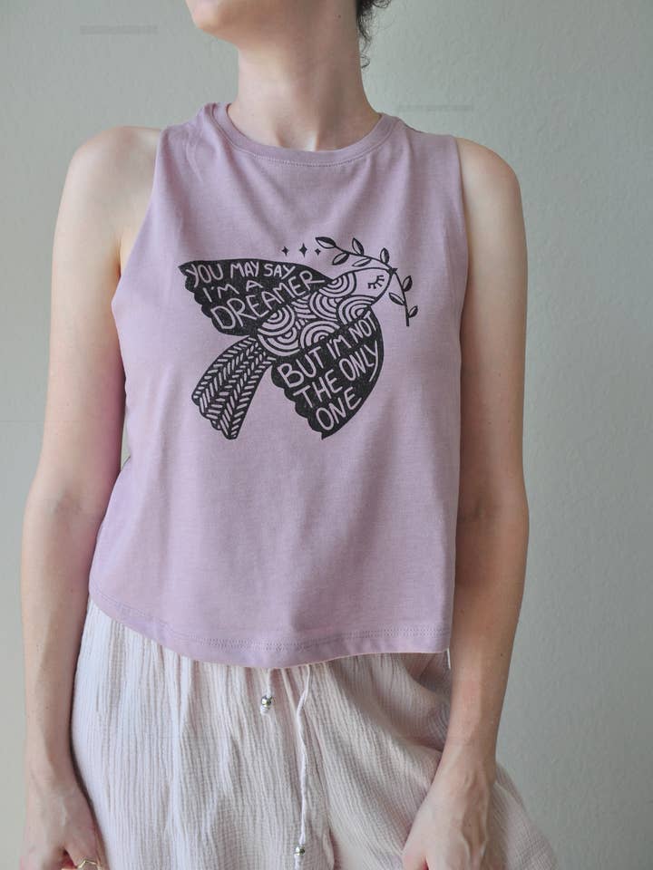 Peace Dove Kvinnors Racerback gröda Tank, Boho gröda topp för wholesale av Hippie Baby Co