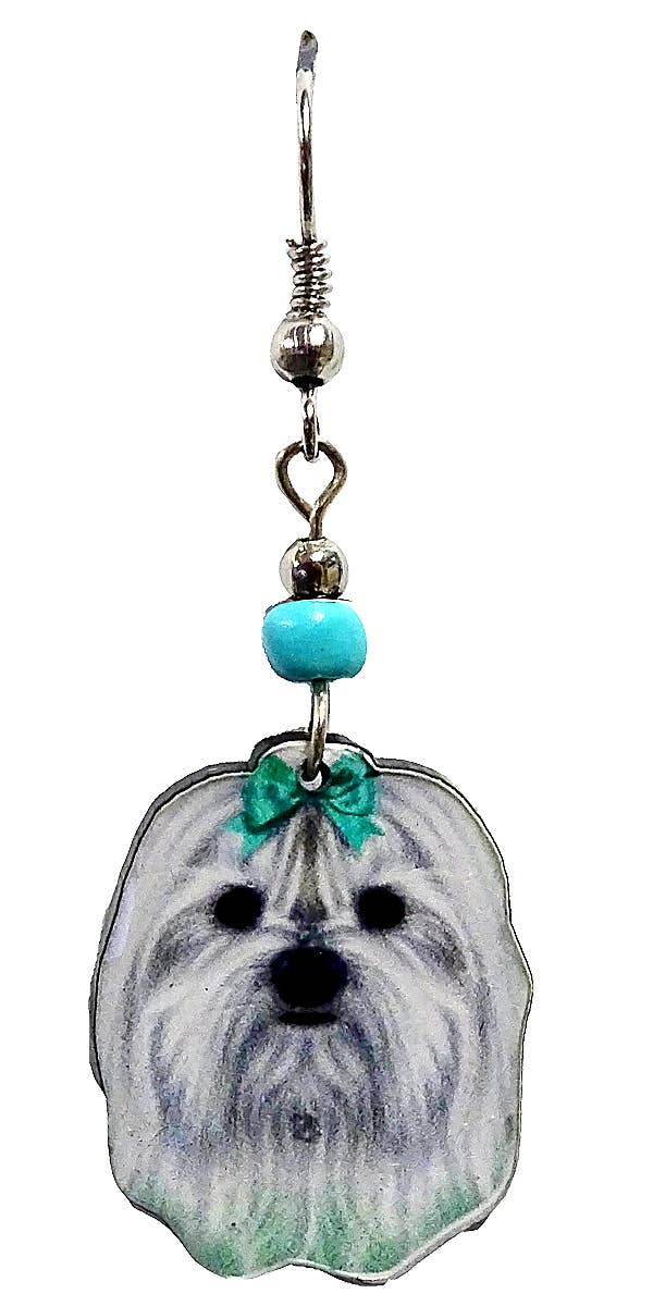 Pichincha - Wholesale Dangle Earrings - Acrylic Maltese Dog Pet Dangle Earrings