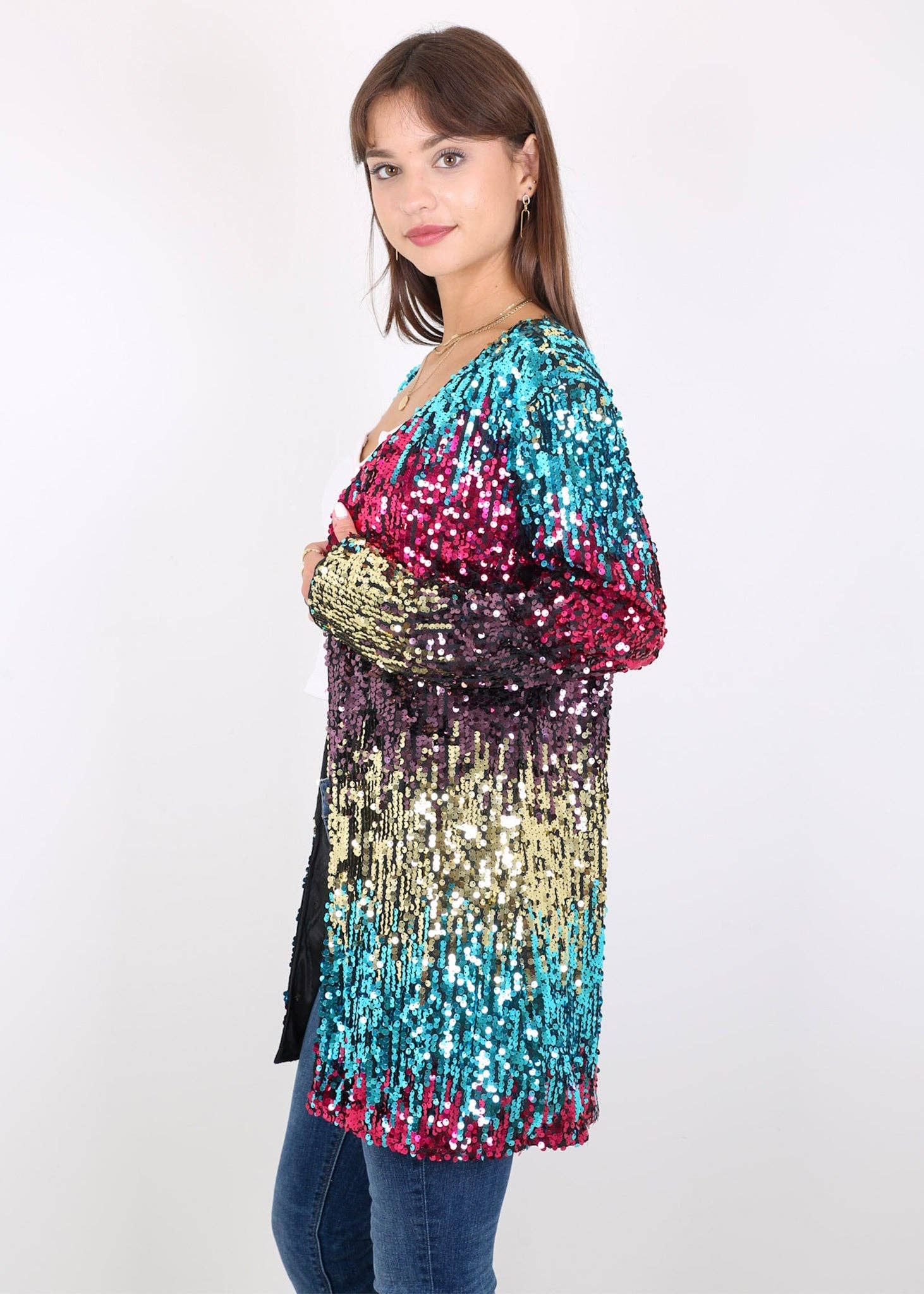 Anna Kaci Wholesale – wholesale Jacket – Women's – Women's Sequin Jacket Open Front Coat Blazer Party Cocktail1