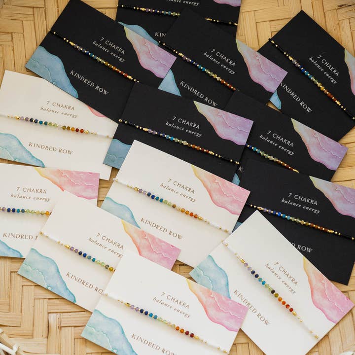 Kindred Row – Pulseira de missangas por atacado – Pulseira Empilhável de Pedras Naturais de Cura Chakra Arco-Íris, Branca4