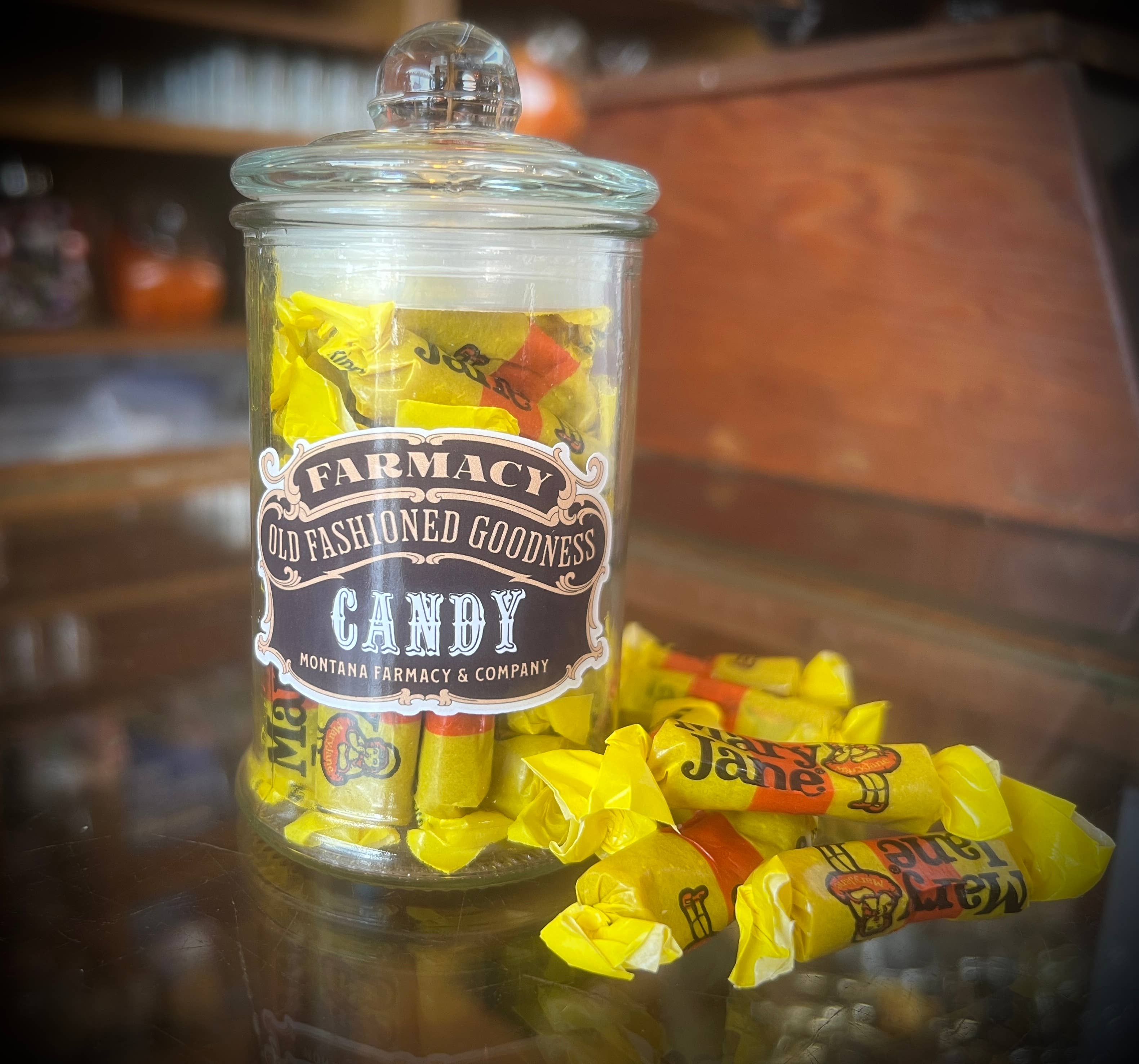 Montana Farmacy - Wholesale Apothecary Jar - Apothecary Jar old fashioned Mary Jane Candy Nostalgic0