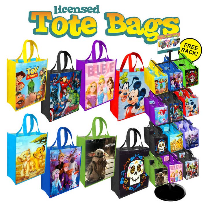 Deluxe Import Trading - Wholesale Tote Bag - Unisex - 192pc Licensed Tote Bag Display