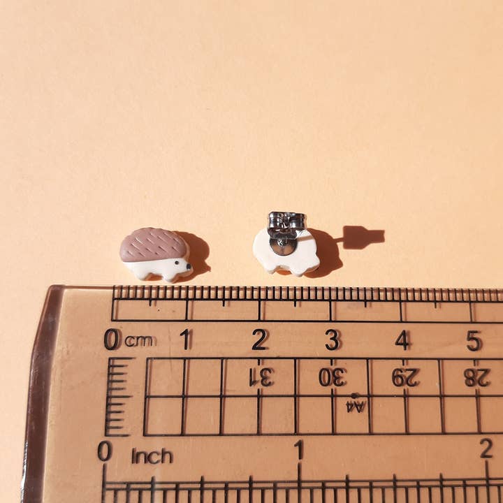 NoomCottageClay - Wholesale Stud/Post Earrings - Hedgehog Stud Earrings • Woodland Animal Jewelry1