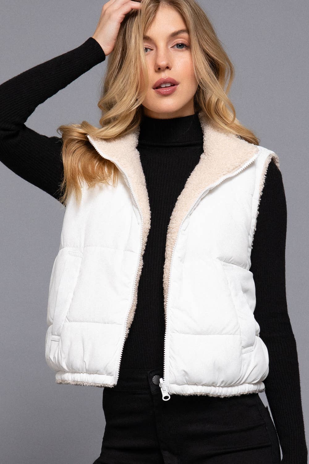 Active Basic | Active USA - Wholesale Outerwear Vest - Women's - Reversible Fur Padding Vest9