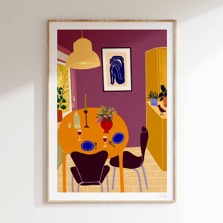 Mauve Dining Art Print | Modern Interior Decor for wholesale by Elsa Eleni