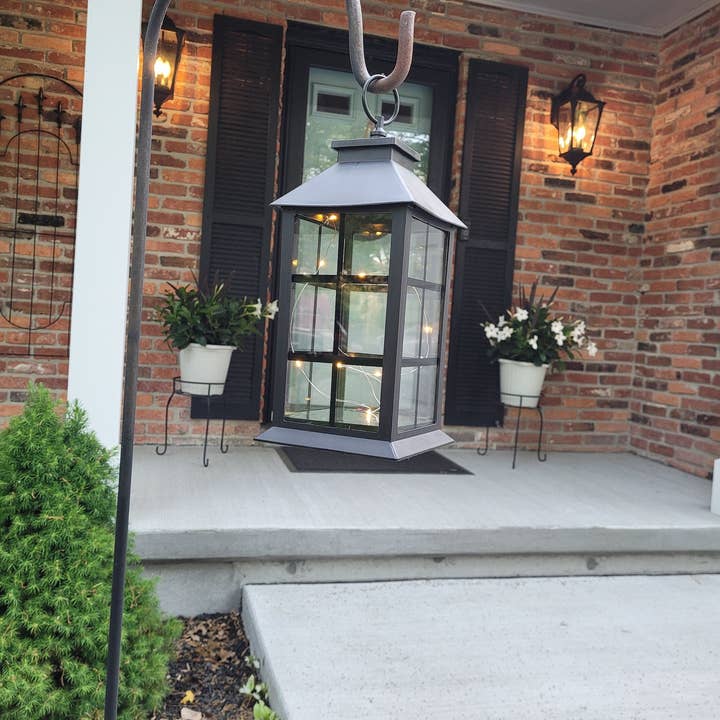 Green Pastures Wholesale - Wholesale Lantern - Lantern -12'' Hanging lantern with fairy lights/multi colors5