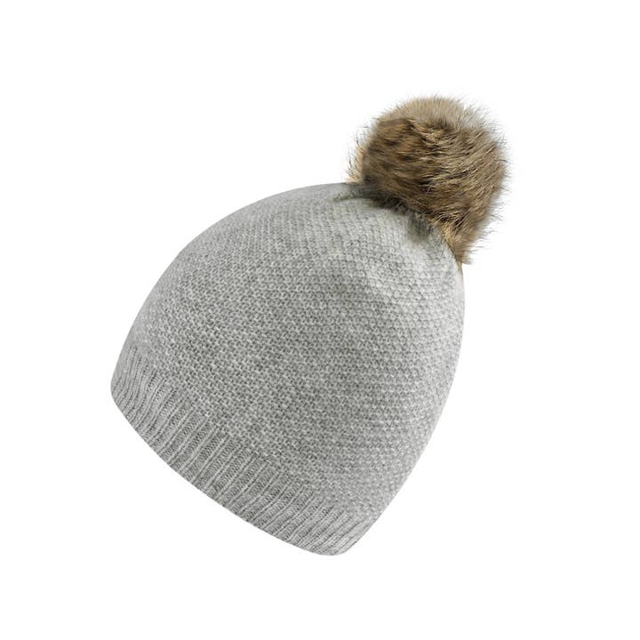 NF Nitzsche Fashion - Wholesale Beanie - Women's - Women's knitted hat in melange look with faux fur