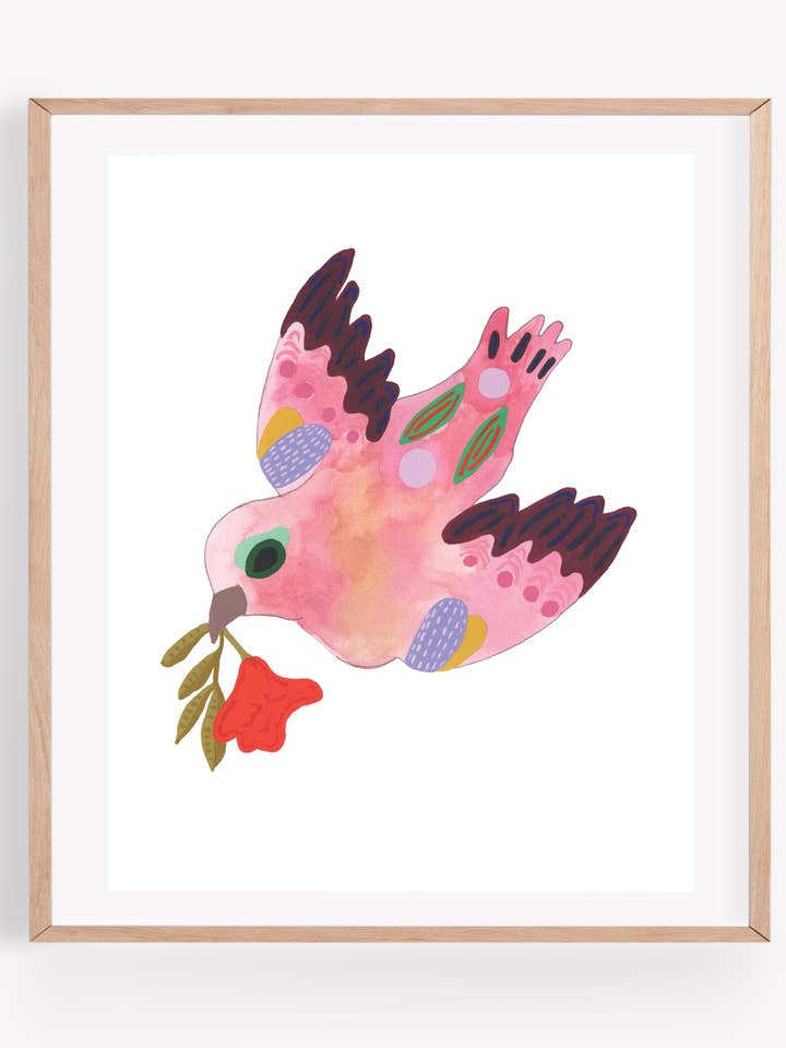 Pink Dove Art Print for wholesale by Persika Design Co.