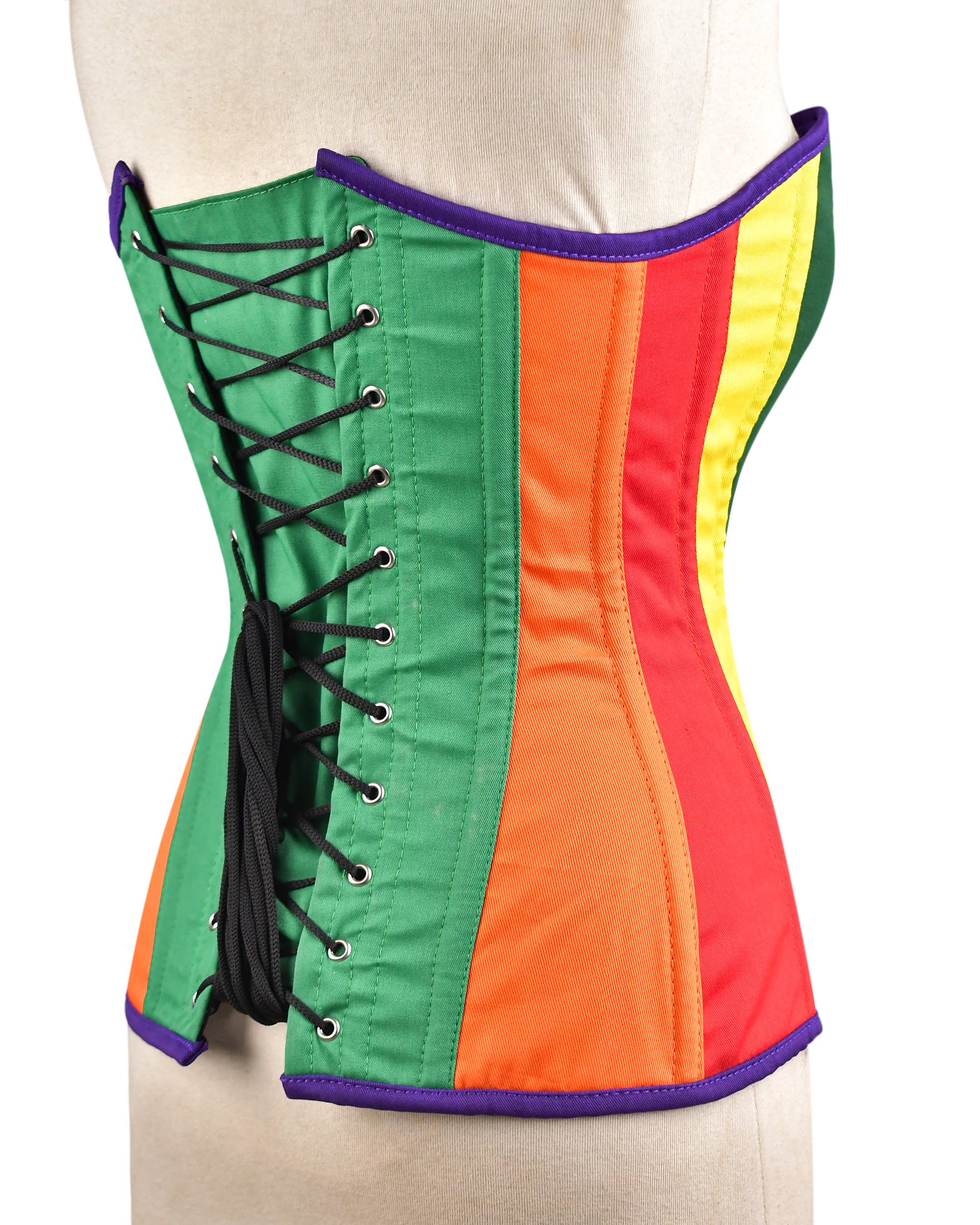 Arcobaleno Corsetto Medievale Artigianale Unico con Stecche in Acciaio e Chiusura Frontale a Busk in vendita all'ingrosso su Faire6