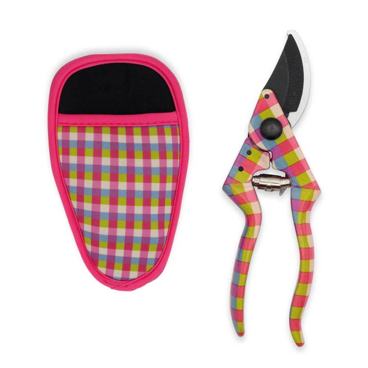 Willow and Belle Secateurs With Pouch – Pink Gingham Design for wholesale by Robert Frederick Ltd