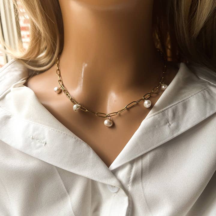 DRIP JEWELRY - Wholesale Beaded/Pearl Necklace - Sabrina Paperclip1