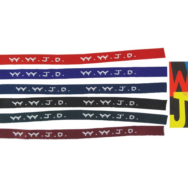Swanson Christian Products - Wholesale Woven/Braided Bracelet - Bracelet Woven WWJD Assorted Colors w/ Card Pk12