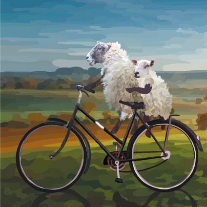 Periodic Society - Venta al por mayor Tarjetas del Día de la Madre - 159C Oveja en bicicleta/día de la madre/para el ciclista/mamá/linda