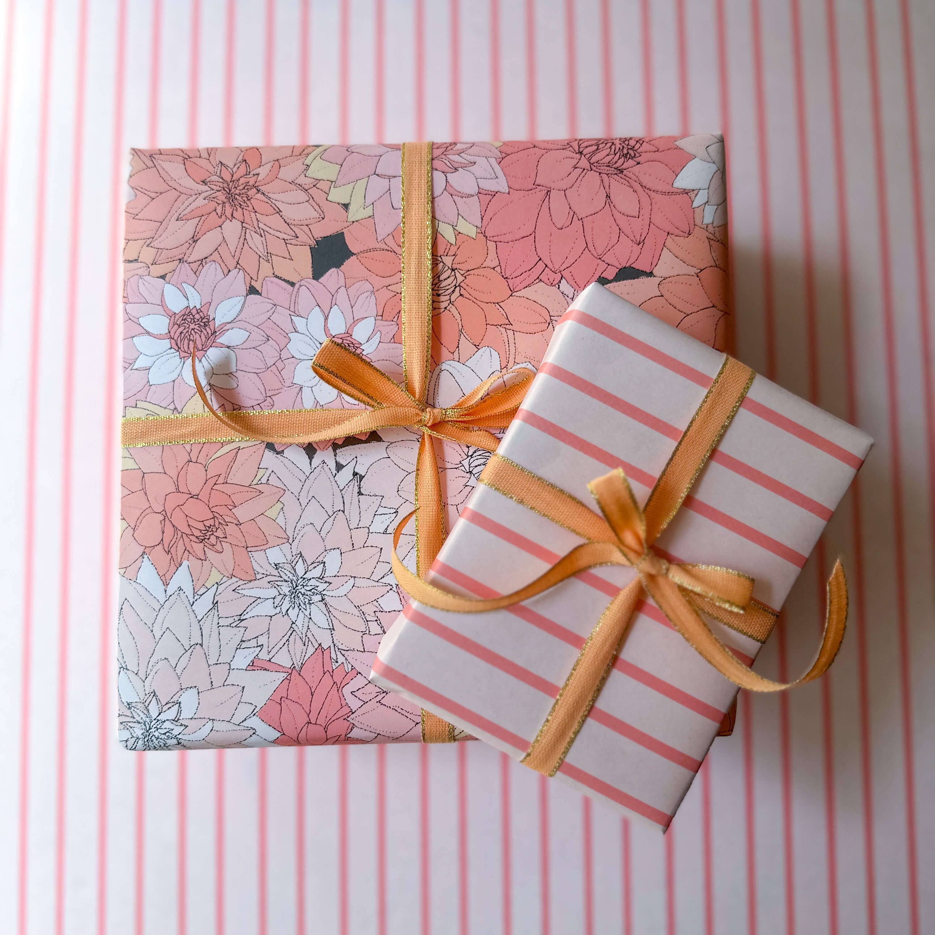 Ballard & Prescott - Wholesale Flat Wrap - Dahlias in Pink Wrapping Paper4