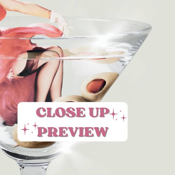 CLM Creative Studio - Wholesale Art Print - Retro Pinup Girl & Martini Glass Wall Art Print