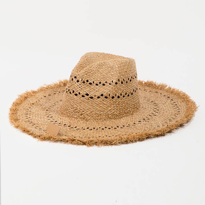 Collections by Fame Accessories - Wholesale Straw Hat - Women's - Basket Weave Flat Brim Straw Hat