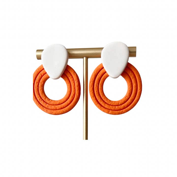 Orange and White Earrings | Game Day, Jewelry, Handmade for wholesale by Sweet Tree