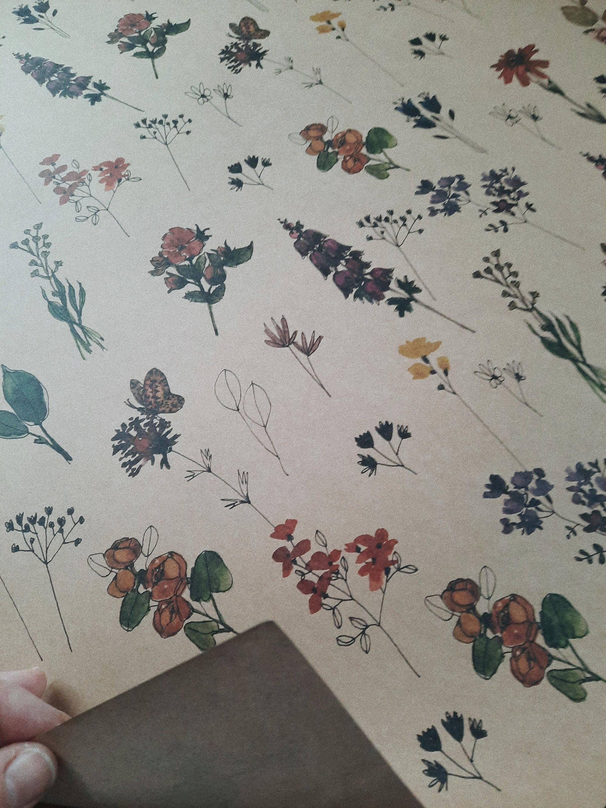 MyDesignPictures - Wholesale Flat Wrap - Meadow Flowers Kraft Wrapping Paper7