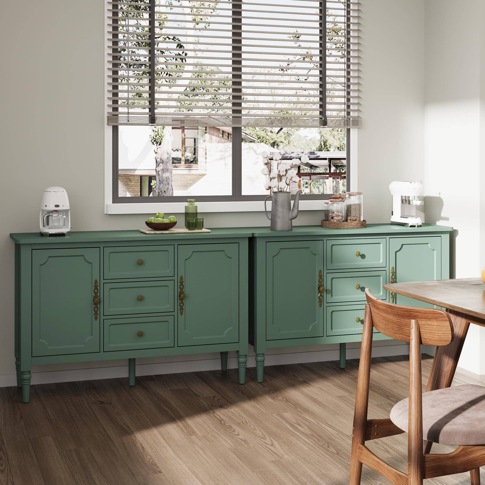 Heynemo - Wholesale Cabinet - Mid-Century Storage Cabinet with 2 Doors & 3 Drawers, Green4