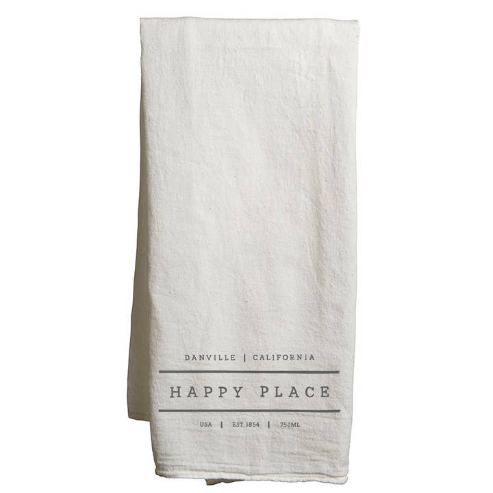 Mercantile 12 - Wholesale Tea Towel - Custom HAPPY PLACE 22" x 38" Flour Sack Tea Towels - White2
