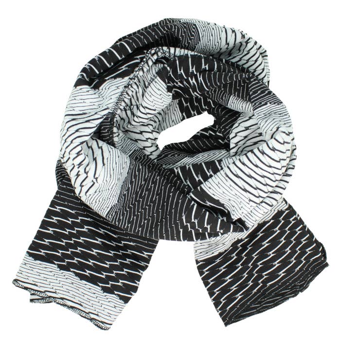 Sciarpa oblunga in jersey bianco e nero per la vendita all'ingrosso da parte di Dana Herbert