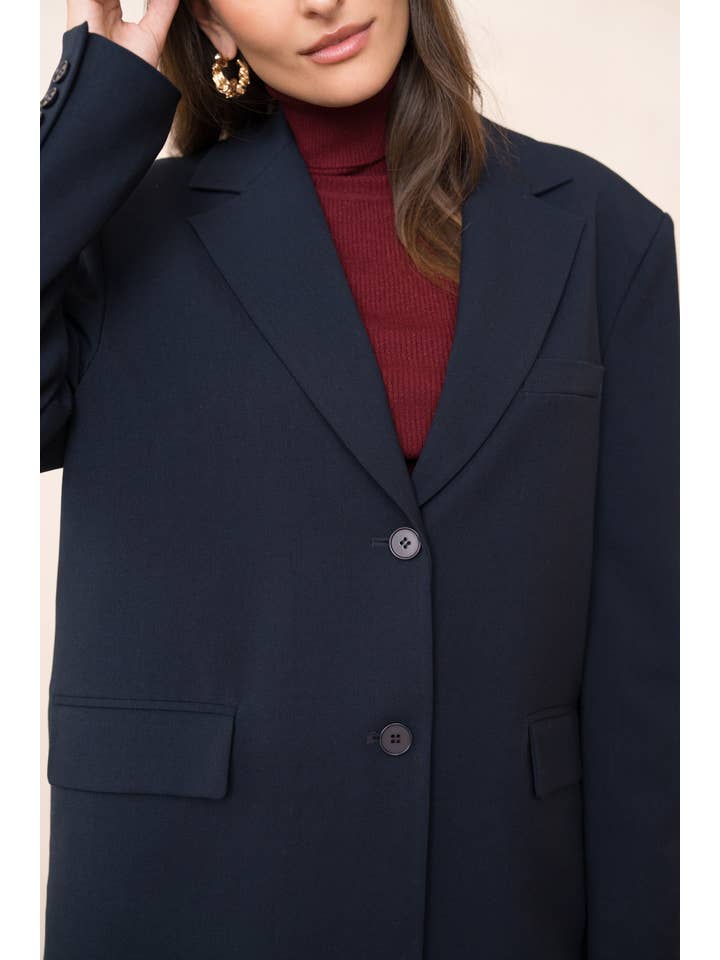 Attentif Paris – Engroshandel Blazer - Dame – Oversized dobbeltradet jakke med åbning bagpå21
