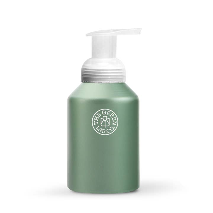 Aluminum "forever" design bottle with foam pump for wholesale by The Green Lab Co.