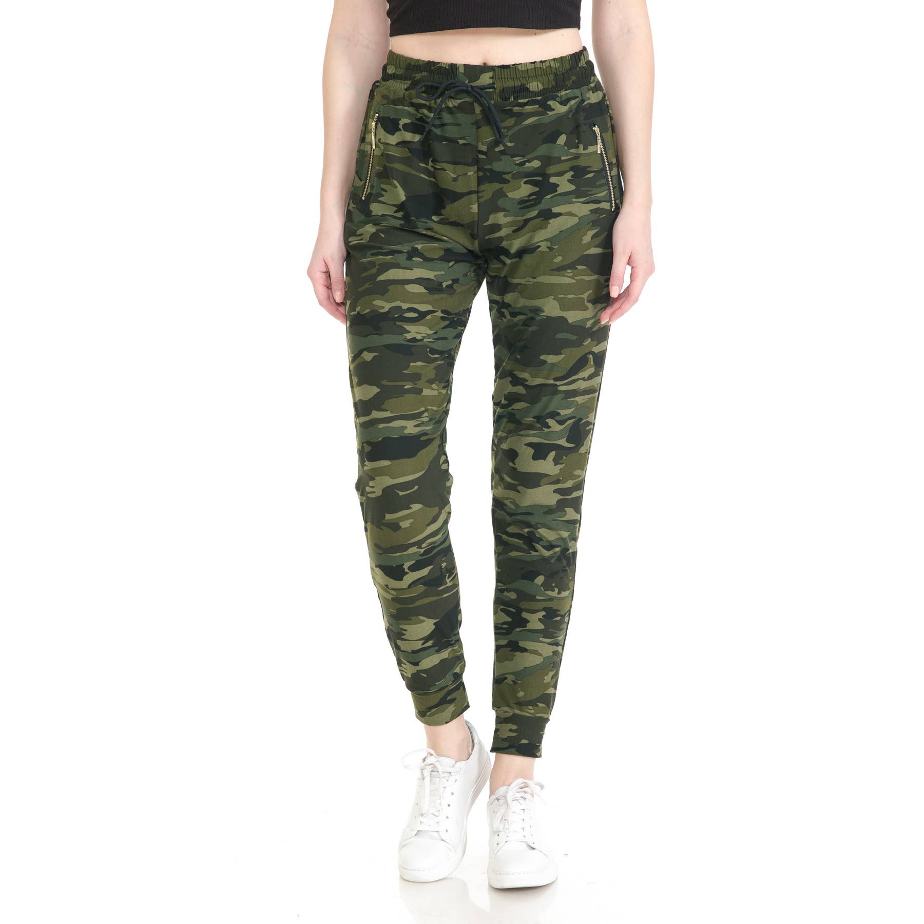 MULTI Gold Zipper Trim Print Joggers with Drawstring for wholesale on Faire1