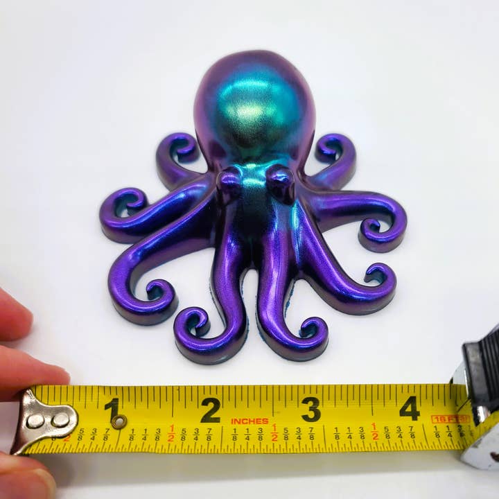 Slightly Askew Art - Wholesale Decorative Tabletop Object - Eco-Friendly Epoxy Resin Octopus with Holographic Mica1