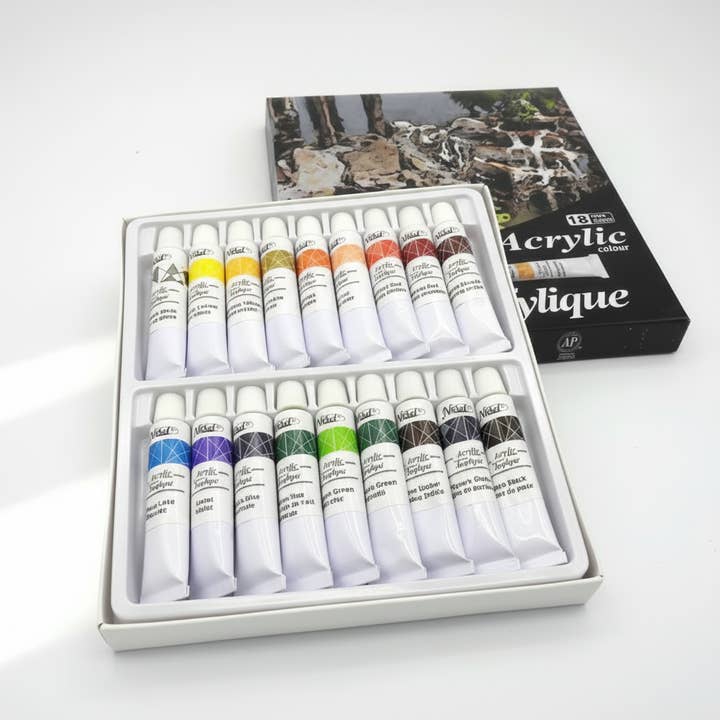 Professional grade Acrylic Paint Set of 18 Tubes - 12 ml for wholesale on Faire