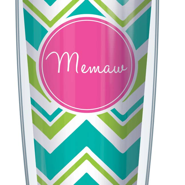 Memaw Teal & Lime Varied Chevron Tumbler for wholesale by FREEHEART