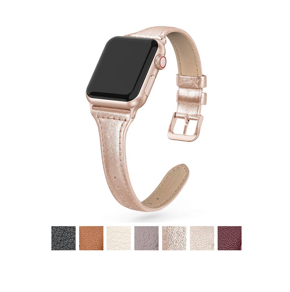 1302 Watch Co. - Wholesale Watch Band/Strap - Women's - Rose Gold Slim Womens Leather Strap for Apple Watch
