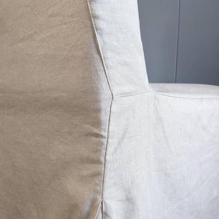 Rockin Cushions - Wholesale Chair/Sofa Slipcover - 4 Pack - Dining Chair Slip Covers, Compatible with IKEA Henriksdal, Beige Linen Floor Length