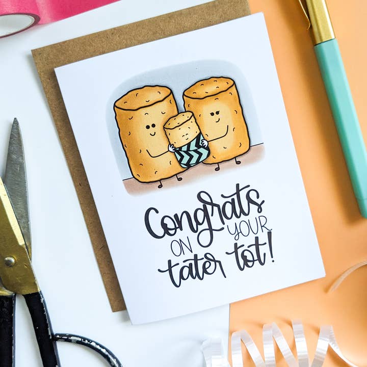 Congrats on Your Tater Tot Greeting Card for wholesale by Real Happy Designs