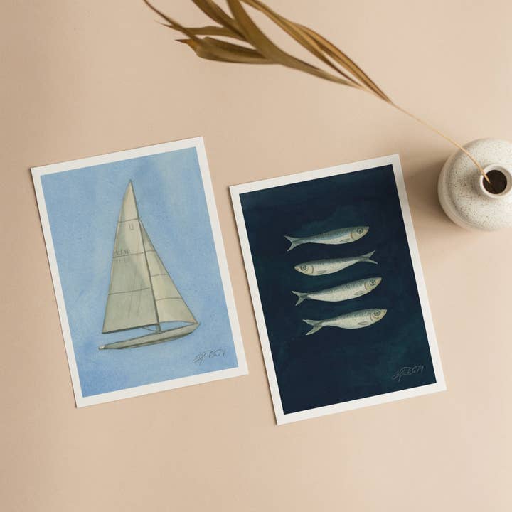 Kristin MacKenzie Fine Art - Wholesale Stationery/notecard set - La Mer | Folded Notecard Set2