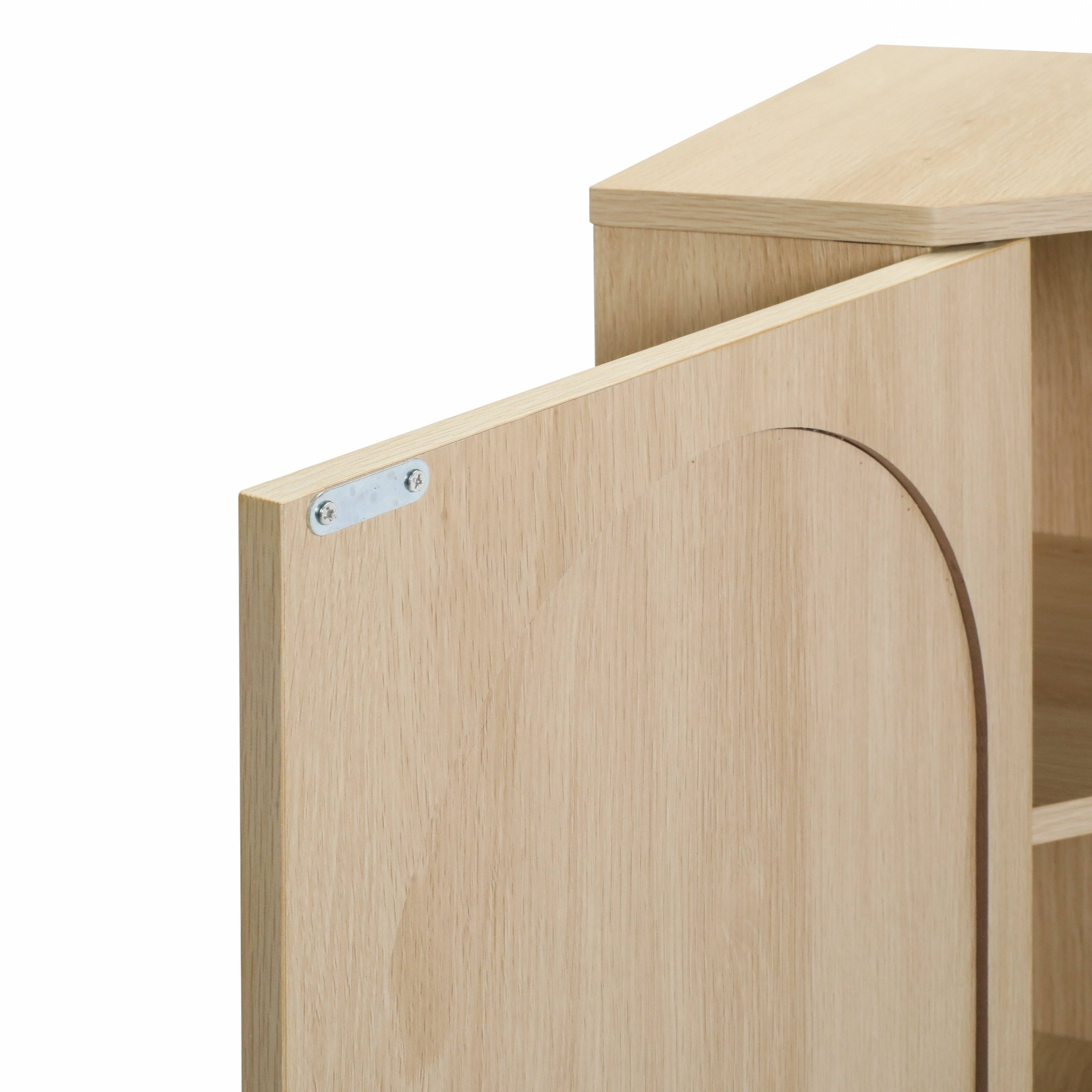 Orange County Decor - Wholesale Cabinet - Corner Cabinet ,Rattan Door,Freestanding Corner Tables For Small Spaces, Corner Shelf Stand For Living Room, Kitchen, Bathroom, Bedroom Natural Particle Board12