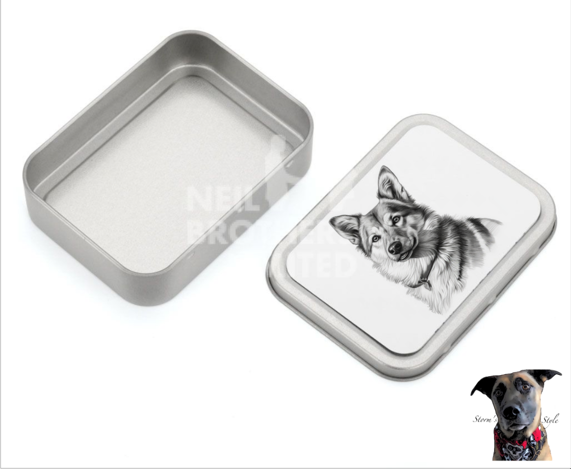 Storms Style - Vente Bocal à friandises – chien - Boîte à friandises en métal pour petit chien noir et gris - de nombreuses races35