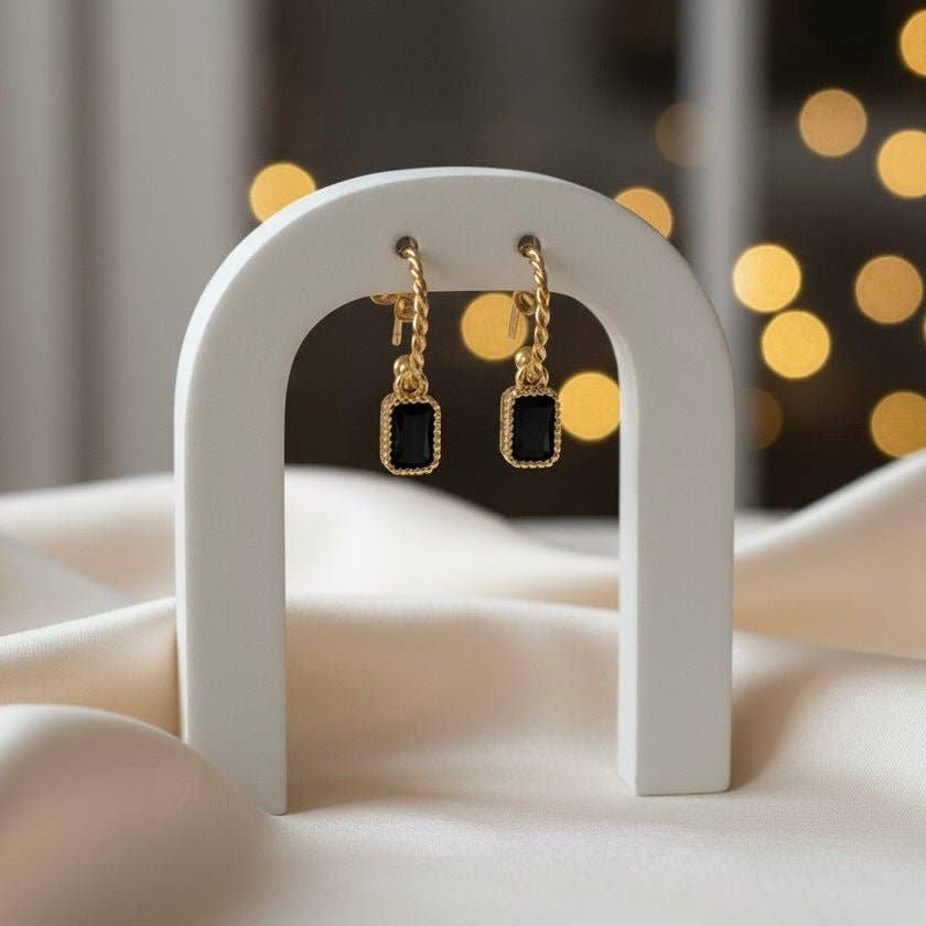 DUESTELLE ITALIA - Wholesale Huggie Earrings - Petite Gem - Half hoop gold earrings with gems8