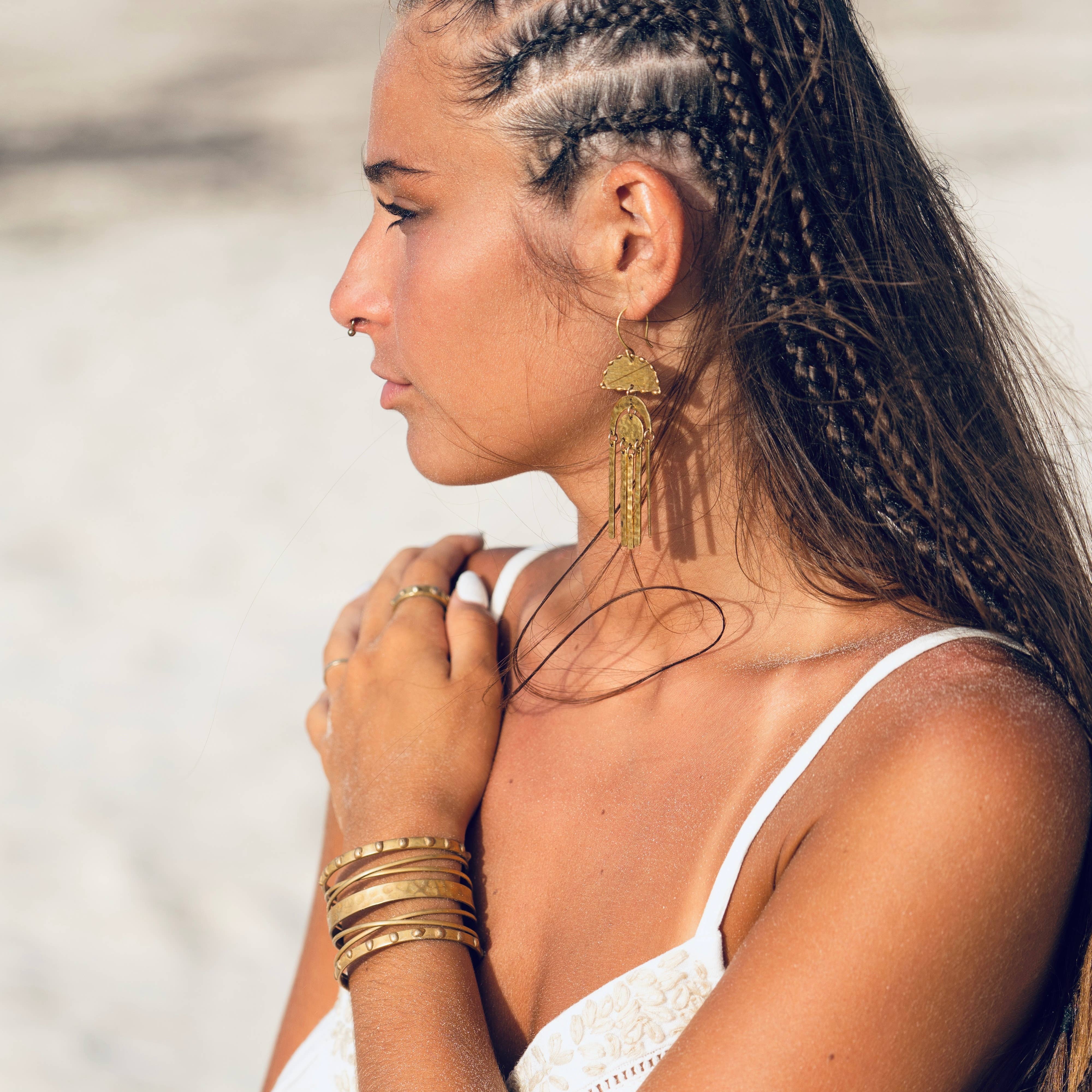 Bisjoux - Vente Boucles d'oreilles pendantes - Boucles d'oreilles chandelier en laiton martelé Bisjoux exclusives1