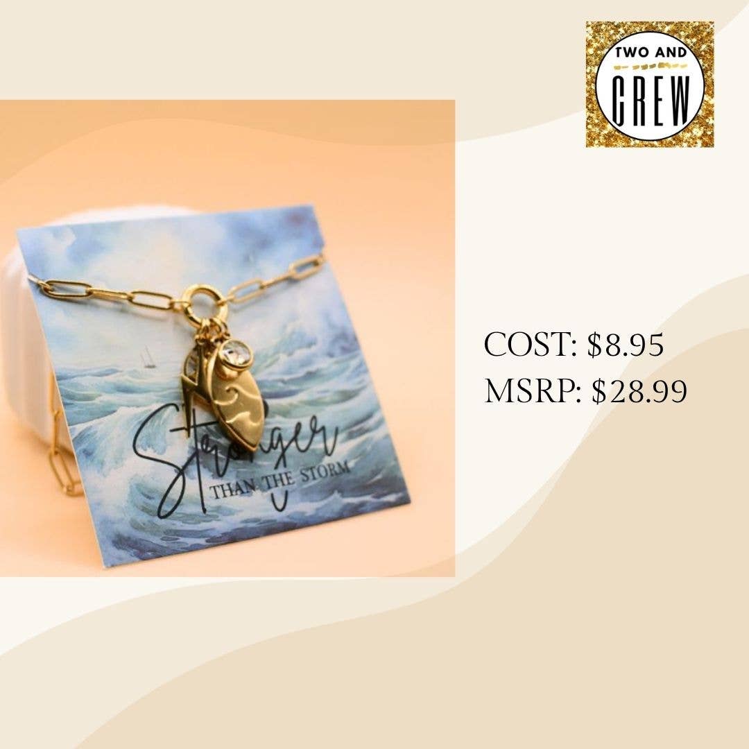 Two and Crew - Faith Based Jewelry & Gifts - Wholesale Pendant/Charm Necklace - Stronger than the storm charm necklace  Faith Jewelry, Hope4