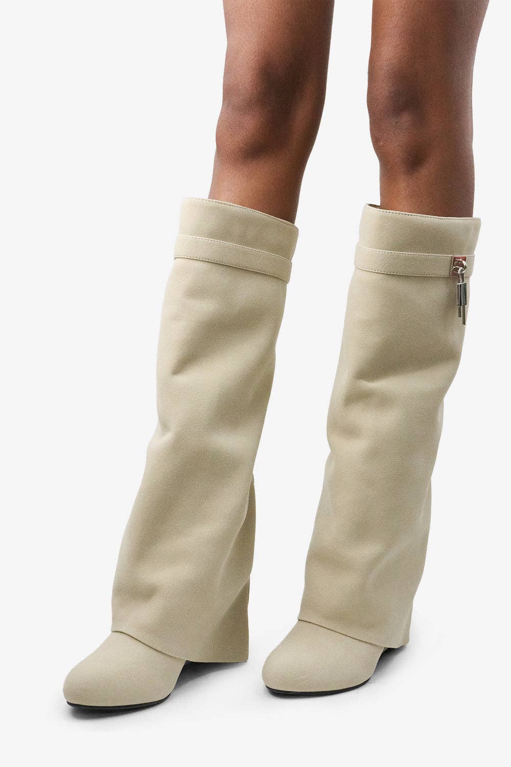 Lemonade Shoes - Wholesale Boots - Women's - I AM THE ONE - Chic Knee-High Suede Boot w/ Lock Detail9